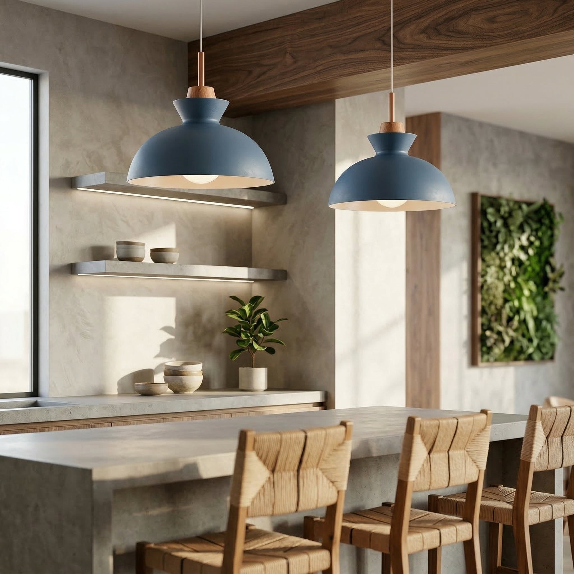 Elara Haus Scandinavian Timber & Metal Dome Pendant