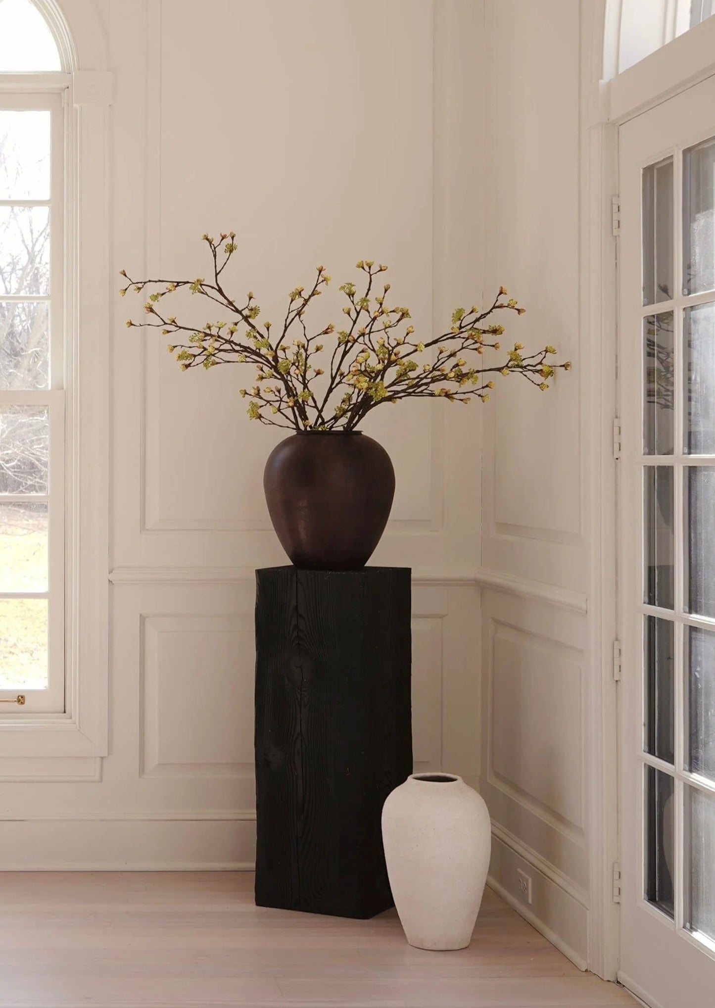Charcoaled Pedestal Stand - Solid Wood - Display Base for Home Decor, Sculptures, or Plants 3
