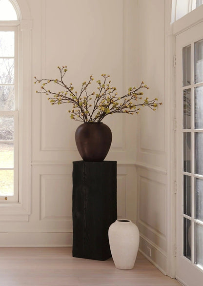 Charcoaled Pedestal Stand - Solid Wood - Display Base for Home Decor, Sculptures, or Plants 3