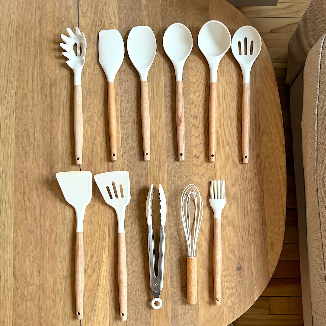 Elara Haus Silicone Cooking Utensils - Non-Toxic BPA Free Wooden Handles 2