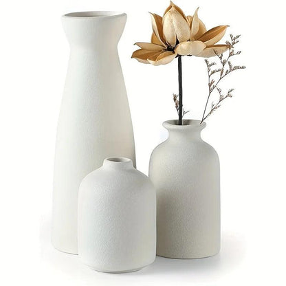 Elara Haus speckled ceramic vases in various arrangements, highlighting the set's versatility