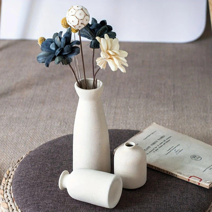 Elara Haus Speckled Ceramic Vase Set Trio, set of 3 Nordic flower vases in ceramic