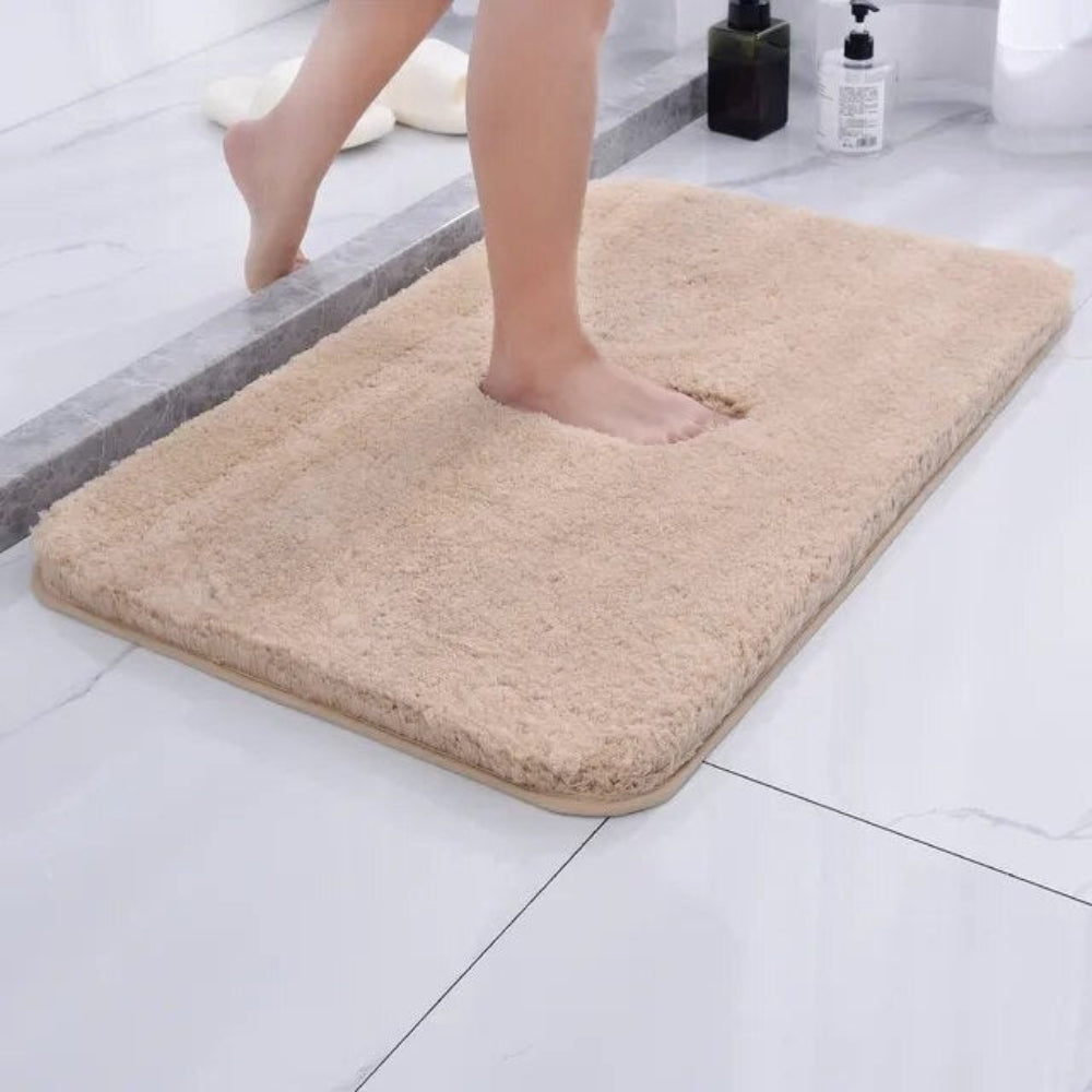 Soft and plush Elara Haus Ultra Plush Faux Fur Microfibre Bath Mat in bathroom
