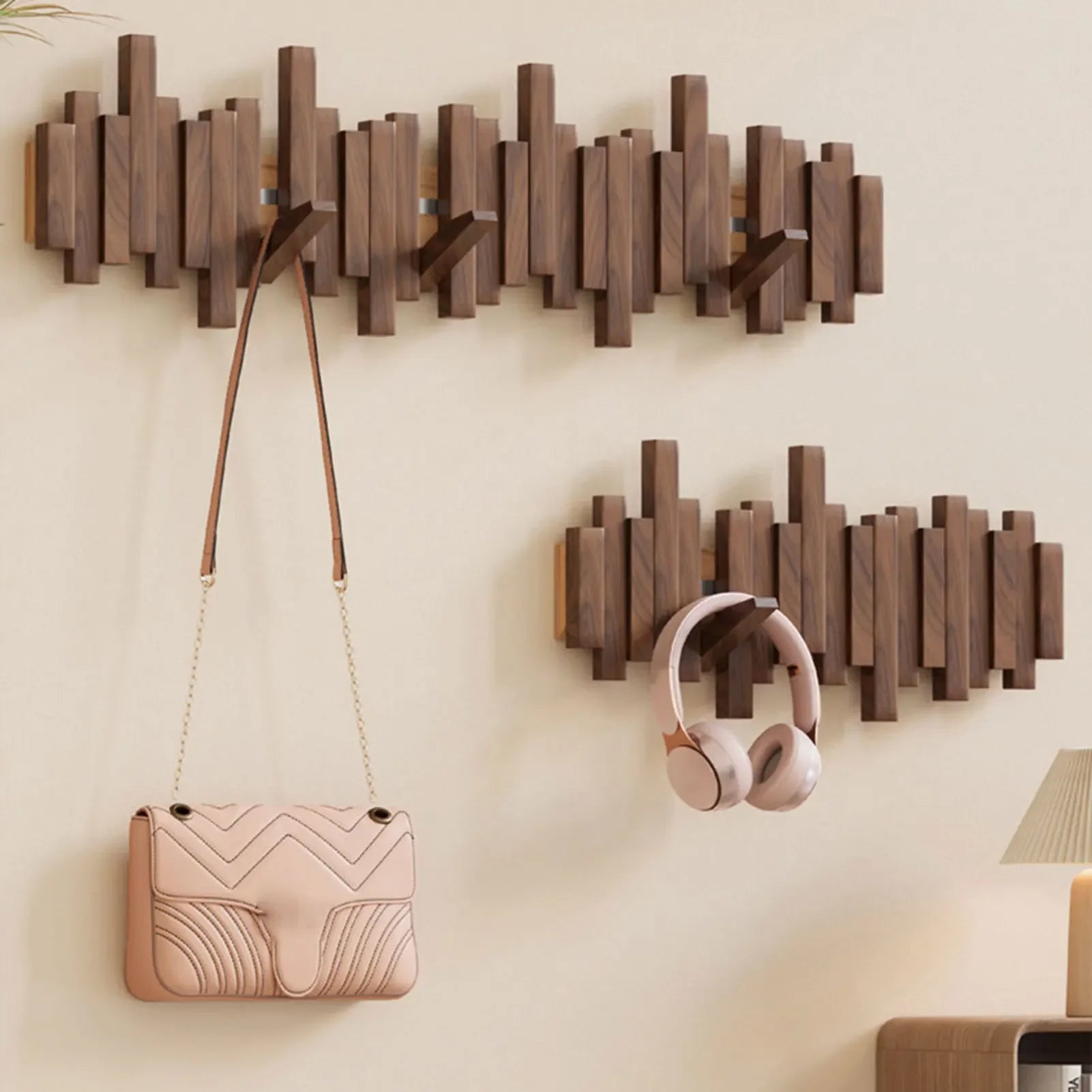 Wall mounted coat rack with multiple hooks in premium wood