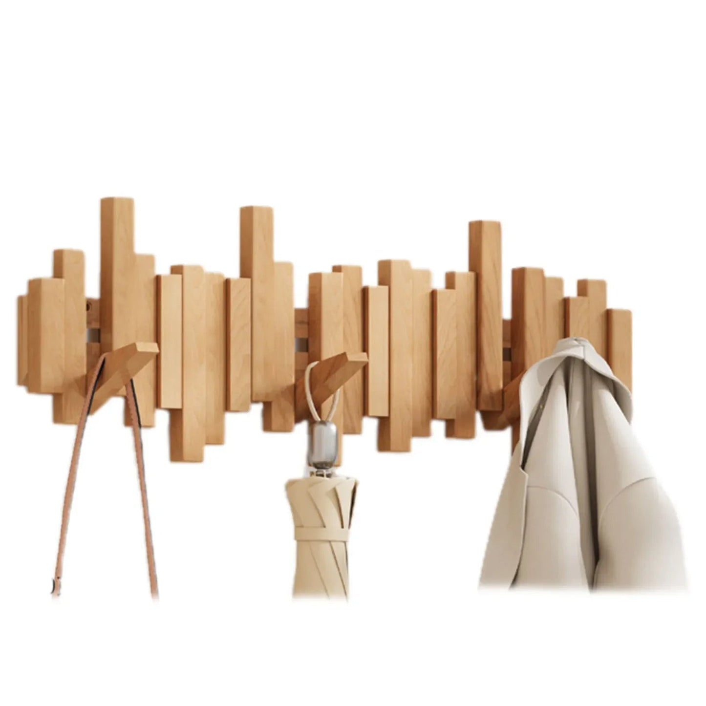 Wall mounted coat rack with premium wooden hooks and design