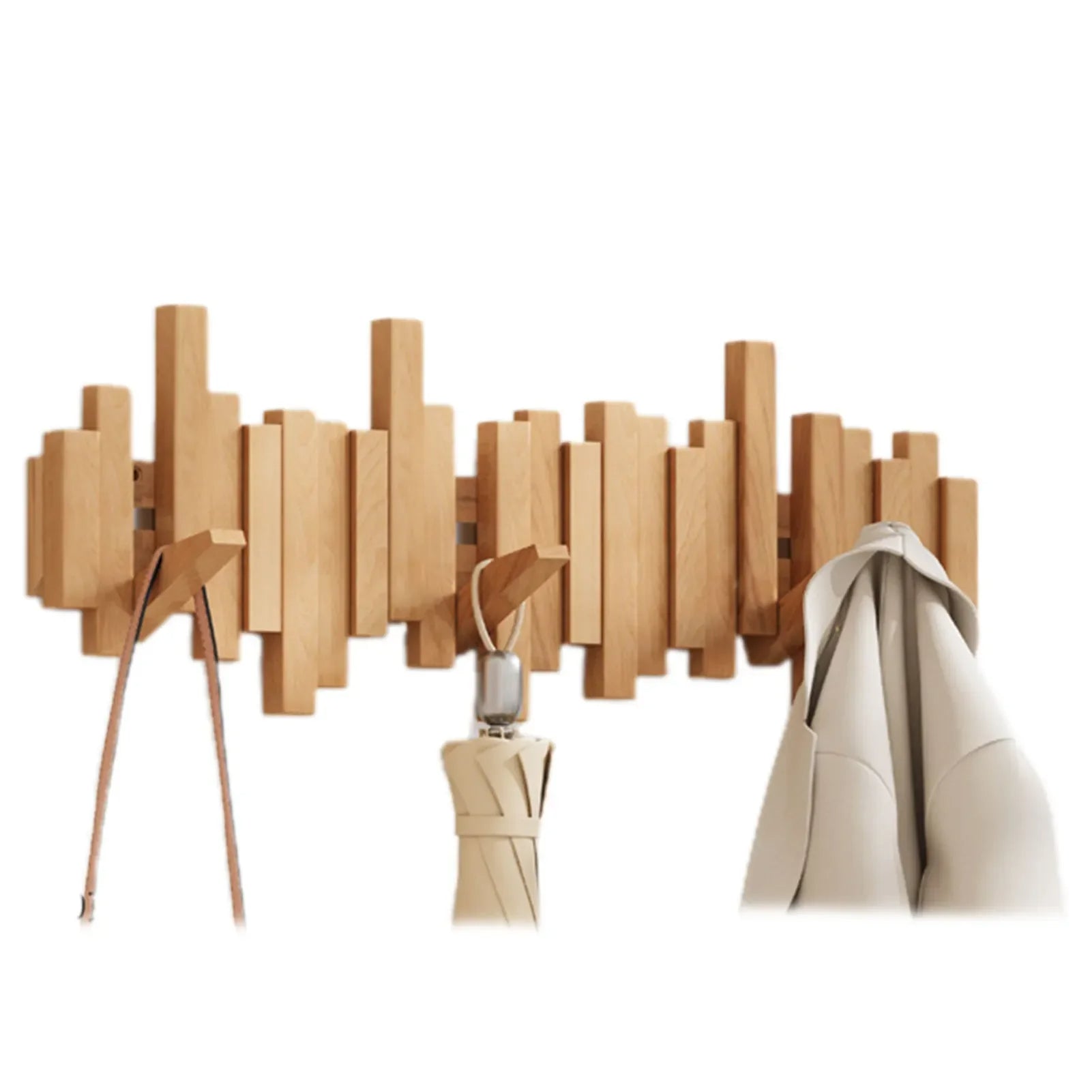 Wall mounted coat rack with premium wooden hooks and design