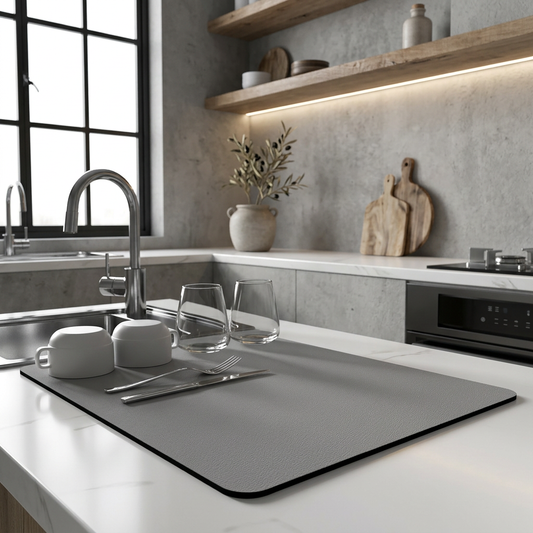 Silicone dish drying mat with absorbent technology for efficient drying