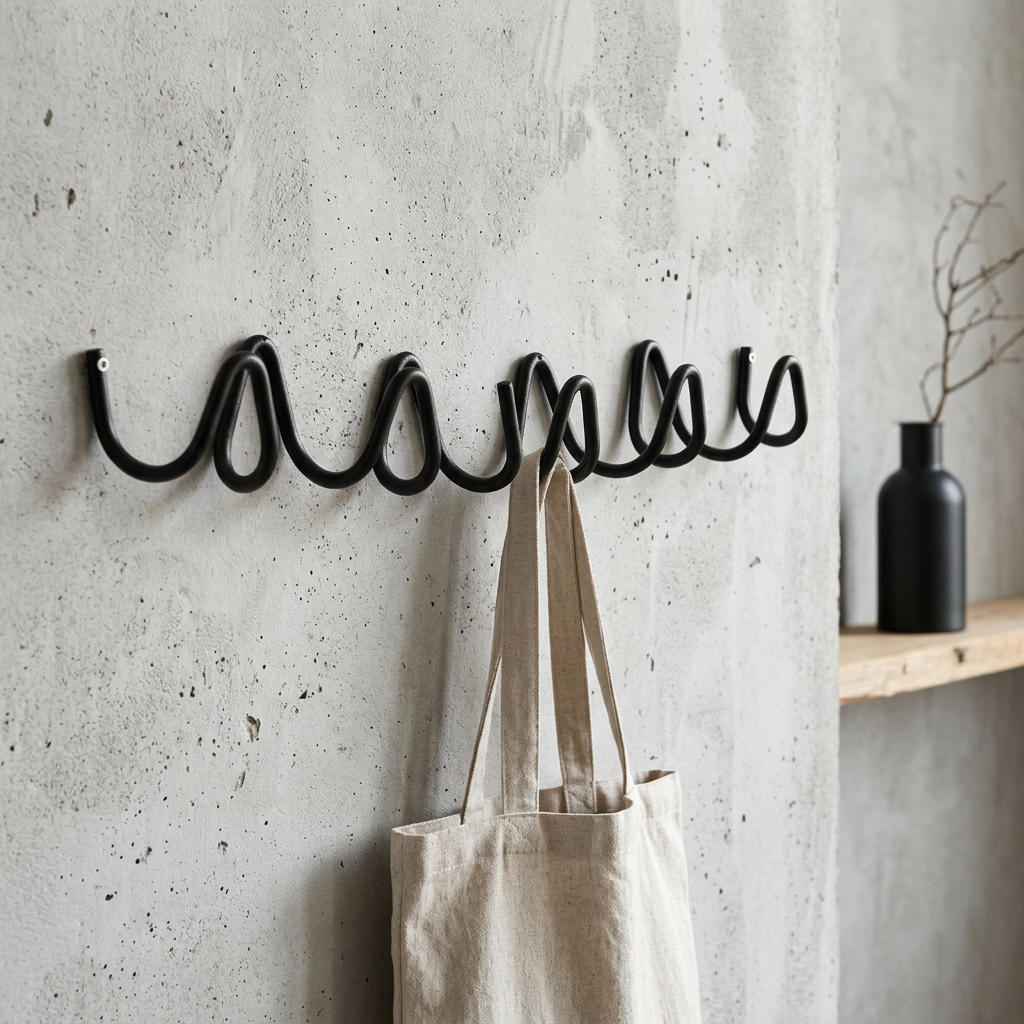 Elara Haus Wall Hook - Wrought Iron Coat Hooks with Modern Wave Design
