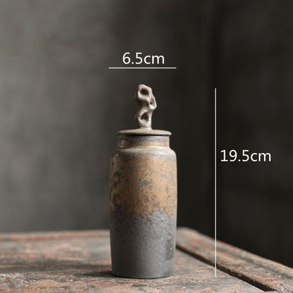 Stoneware Tea Caddy | Ceramic Lid | Japanese Pottery 0