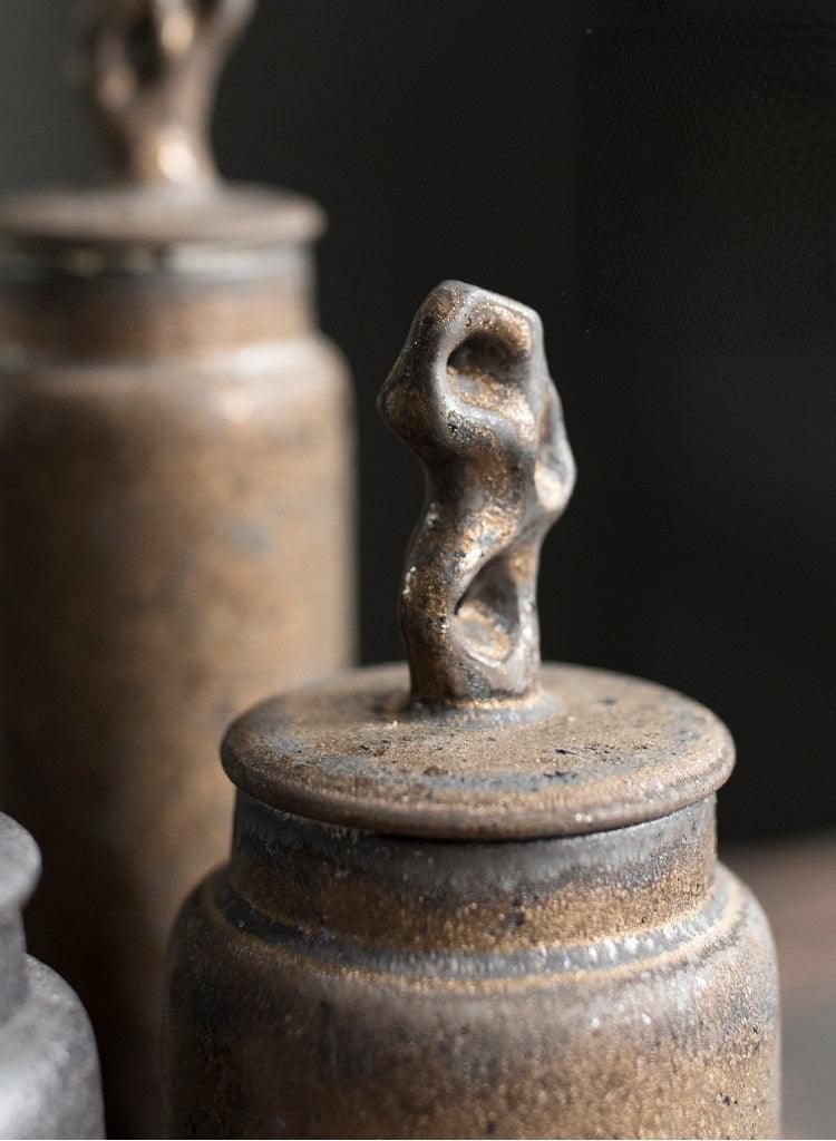 Stoneware Tea Caddy | Ceramic Lid | Japanese Pottery 4