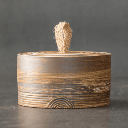 Kintsugi model Japanese pottery wabi-sabi inspired hemp rope storage jar for organizing