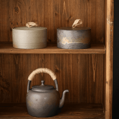 Artistic kintsugi model Japanese pottery wabi-sabi hemp rope storage jar for decor