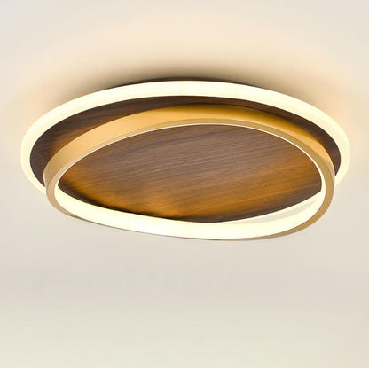 Nordic Walnut Grain LED Ceiling Light - Flush Mount