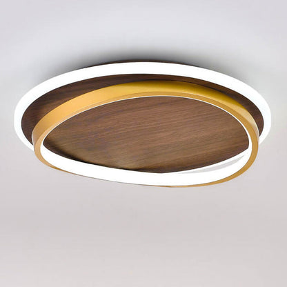 Nordic Walnut Grain LED Ceiling Light - Flush Mount