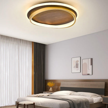 Nordic Walnut Grain LED Ceiling Light - Flush Mount