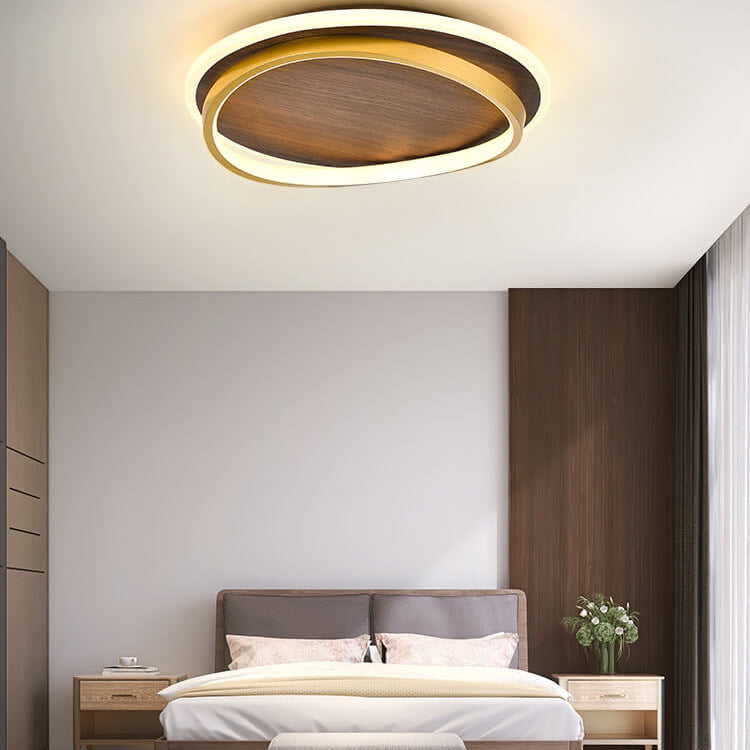 Nordic Walnut Grain LED Ceiling Light - Flush Mount