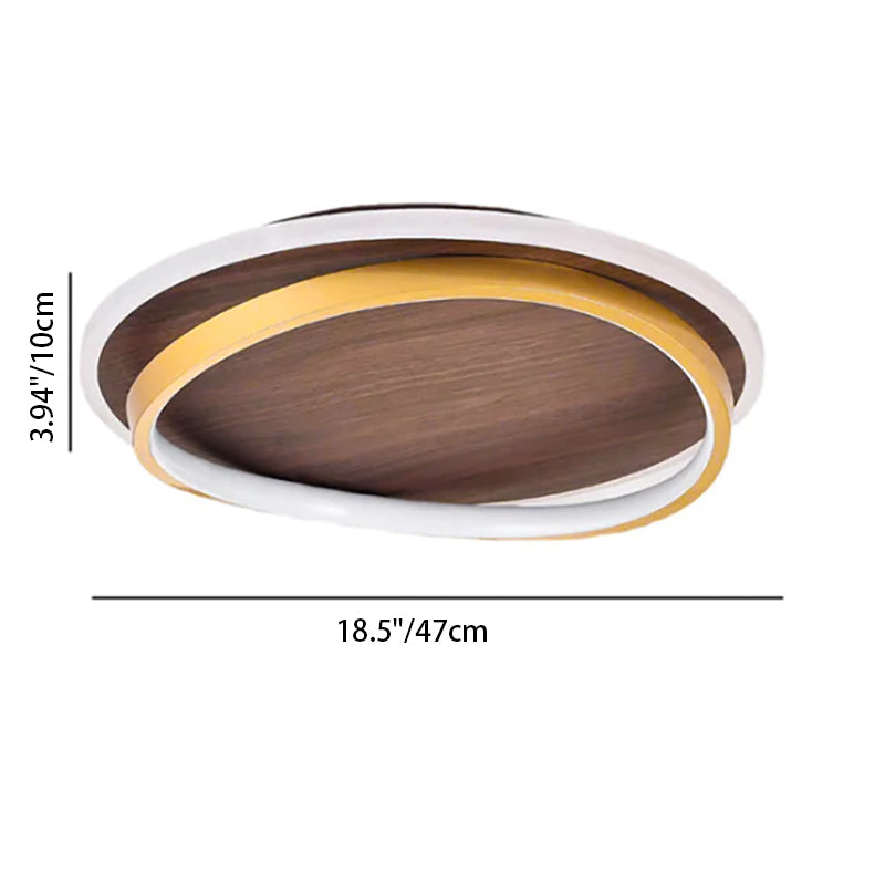 Nordic Walnut Grain LED Ceiling Light - Flush Mount