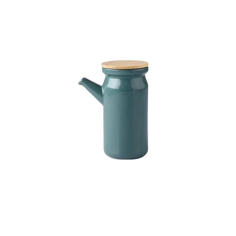 Nordic ceramic seasoning bottle with wood grain and ceramic details.