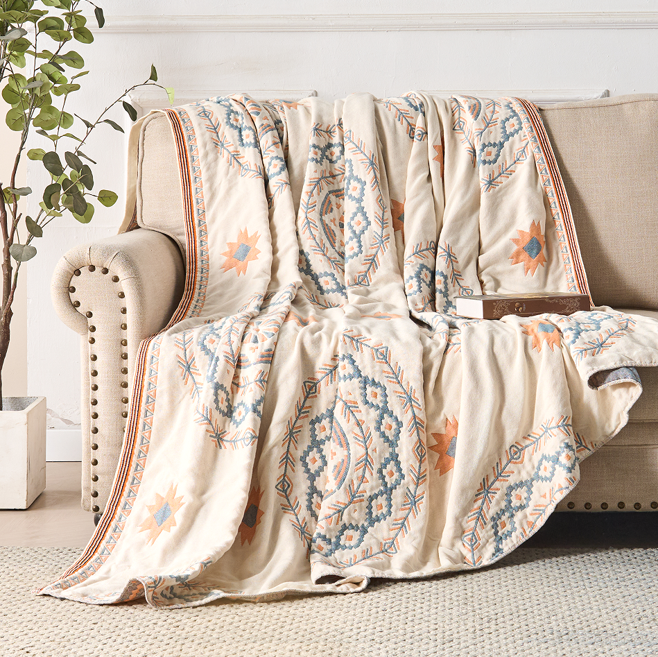 Serene Mandala Pattern Throw - 100% Cotton