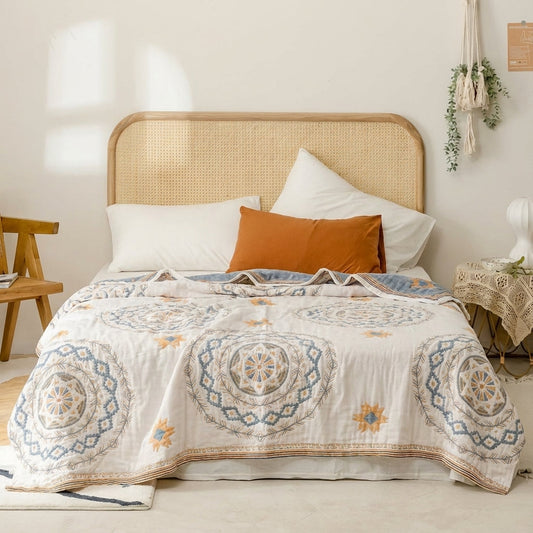 Soft Cotton Mandala Pattern Throw for Home Decor