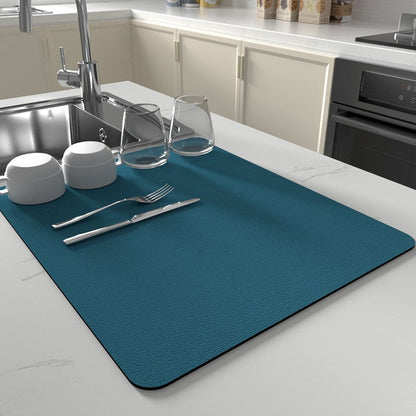 Kitchen essentials silicone dish drying mat with absorbent core