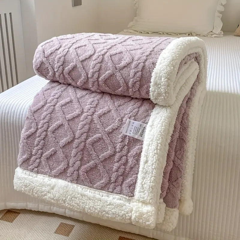 Snuggle Reversible Sherpa Fleece Throw Blanket