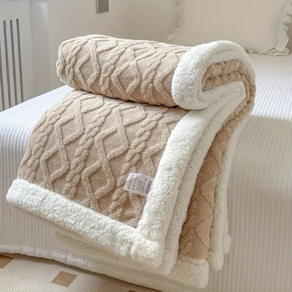 Snuggle Reversible Sherpa Fleece Throw Blanket