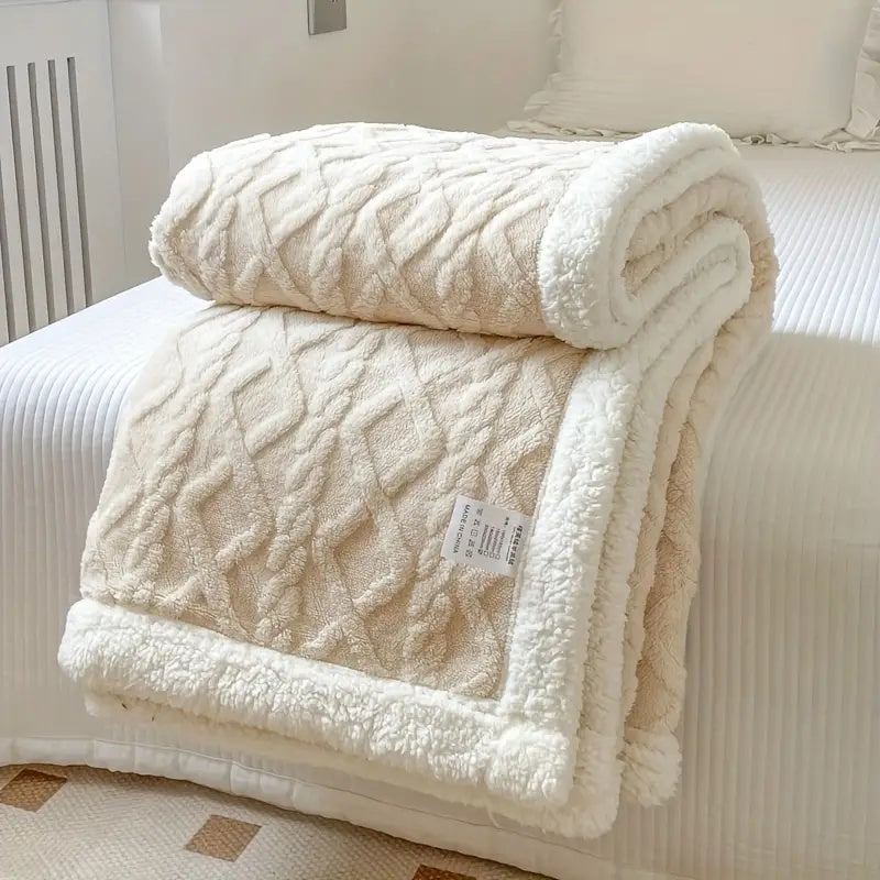 Snuggle Reversible Sherpa Fleece Throw Blanket