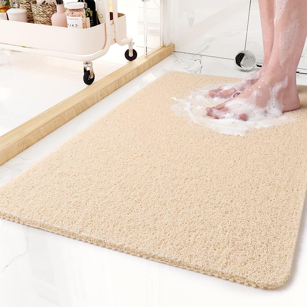 Shower mat with loofah texture for non-slip safety